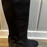 Laura Ashley Amherst Knee Riding Boots Black Faux Suede Side Zip Buckle Size 8M Photo 3