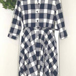 ANGL ANGEL Plaid Midi Dress Shirtwaist 3/4 Sleeve Belted‎ Small Photo 0