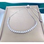 Boutique NEW White Gold‎ Plated S925 Simulated Diamond Slide Tennis Bracelet, Adjustable Photo 1