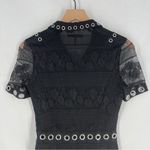 Maje  Black Lace Silver Grommet Details Snap Front Collared Romper Size XS Photo 9