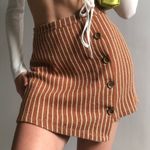 Urban Outfitters NWT  Size M Brown and White Pinstriped asymmetrical mini skirt Photo 0