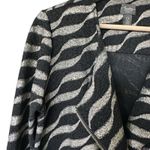 Chico's Travelers S Black Metallic Wavy Striped Asymmetrical Zip-Up Jacket Photo 8