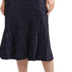 EXPRESS NWT  Midi Slip Skirt in Navy Blue Metallic- Size Medium Photo 0