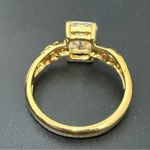 Vintage Signed 925 Gold Over Sterling Silver Emerald Cut Clear CZ Ring Size 8 5g Photo 3