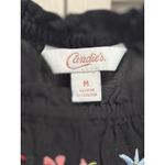 Candie's  Black/Red Floral Embroidered 3/4 Sleeve Boat Elastic Hem Blouse Size M‎ Photo 2