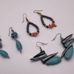 Lot Of 3 Pretty Dangle Drop Costume Earrings Pierced Bead / Beaded Mix Photo 1