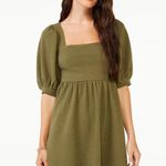 MINE boutique babydoll green puff sleeve square neck mini dress Photo 6
