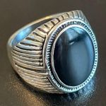 Oval obsidian stone S925 silver ring size 8 Photo 1