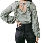 HYFVE Puff Sleeve Long Sleeve Blouse Square Neck Top Size Small Green NWOT Photo 1