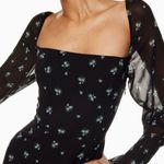 Wilfred Emmylou Mini Dress Puff Sleeve Forget Me Not Floral Black Size 4 Photo 2