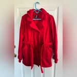 Miss Lili Red Hooded Belted Peacoat Women’s Size Large RN 57685 Photo 3