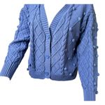 Forever 21 Womens size medium sweater Cornflower blue Cable Panel knit button up cardigan‌‌ Photo 5