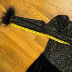 Lavish Lice Lavish Alice Womens 4 Black Sequin Faux Fur Long Sleeve Velvet Draped Midi Dress Photo 5