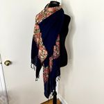 Ahujasons Floral Embroidered Scarf One Size Blue Photo 2