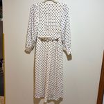 LC Lauren Conrad  Modern Wrap Tea Length Midi Dress Natural Dina Dot Navy Small Photo 13