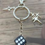 Handmade Y2k Black Dice star keychain , Skater Keychain with black dice charm Photo 4