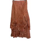 Vintage GoGo Fashion Skirt Layered Ruffle Rosette Detail Coral Peach Formal Orange Size L Photo 2