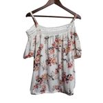 Torrid  Women 2X Floral Cold Shoulder Cropped Crochet Trim White Top Casual Girly Photo 3