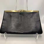 Vintage Etra Black and Brass Chain Croc Embossed Leather Purse Photo 4