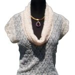 Cache CREAM Stretch Lace Pucker Body Hugging Top New Tunic Dress Neck $98 NWT Photo 1