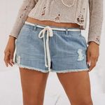 Aerie Pull-on Distressed Jean Shorts Photo 0