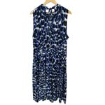 Leota  Mindy Shirred Midi Dress Blue Black White Plus Size 1X Career‎ Work Photo 3