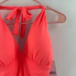 La Blanca  Tankini Top Size 12 NWT Island Goddess Hot Coral Halter Neon Swim Photo 6