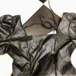 Avantlook NWT Faux Leather Mini Dress Square Neckline Puffy Sleeves Sexy Goth L Photo 6