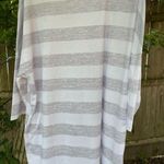 NWOT Women's Plus Size Casual Mini Shirt Dress Gray & White Stripes 2 Pockets Photo 1