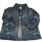 Chico's  Jacket Womens Small Button Up Boho Paisley Tapestry‎ Blue Black Pockets Photo 3
