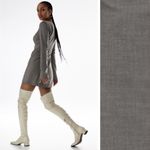 ZARA Sweetheart Neck Underwire Long Sleeve Fitted Mini Dress in Gray Size Small Photo 9