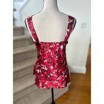Vintage Y2K Red Satin Baby Doll Sleeveless Black Metallic Gold Floral Tank Top Size M Photo 3