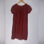 bellambra linen‎ dress Marroon Brown Short Sleeve Crochet Hem Detail Small Red Photo 1
