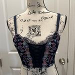 Victoria's Secret  Dream Angels Navy Floral Embroidered Corset Bra Top Photo 0