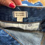 Madewell Blue and White Jean Shorts High-Waisted Frayed Photo 3