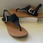 American Eagle size 10 black thong clad ankle strap sandals Photo 0