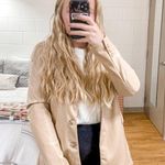 Joie NWT  Leather Faux Tan Beige Blazer Coat Jacket Blogger Pinterest Fav Cream Photo 2