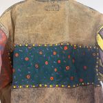 Vintage hand painted 80’s patchwork acid wash color block denim jacket 16 Yellow Photo 9
