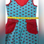 Voodoo Vixen Heart Patterned Dress with Red Accents Size Small. E73 Blue Photo 14