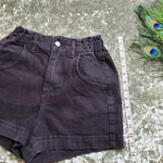 Topshop  Paperbag Black High Waist Denim Shorts Photo 2