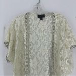 Investments  Short Sleeve Lace Cardigan Blouse Womens Large Cream Photo 9