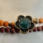 Lucky Brand wood beaded multi strand green flower necklace Photo 2