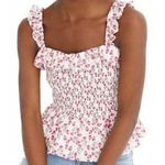 J.Crew x Liberty Smocked Ruffle Peplum Top In Liberty Rose (Sz L) NWT Photo 0
