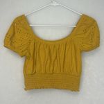 Hollister  Co. Crop Top Women's Yellow Eyelet Bardot Blouse Size XS Photo 7