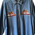 Vintage denim graphic embroidered Noah’s ark shirt Blue Size undefined Photo 2