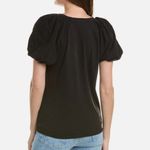 7 For All Mankind  Mix‎ Media Femme Eyelet Embroidered Puff Sleeve Top Black XS Photo 1