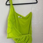 House Of CB 'Nia Acid like Green neon Ruched Midi Dress asymmetrical size L NWOT Photo 7