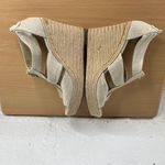 Michael Kors Women's Beige Cream Canvas Jute Wedge Gold Zipper Sandals Size 9M Photo 3