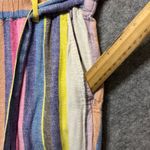 Abound  Linen Blend Striped Pants M Paperbag Waist Belted Pull On Casual Photo 8