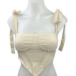 Cider  Cream Bow Straps Y2K Style Square Neck Bustier Cropped Corset Tank Top S Photo 0